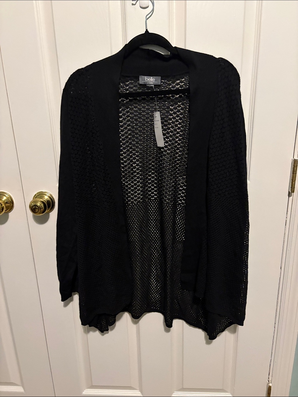 belle Open-Knit Black Draped Cardigan - Lightweight Layering